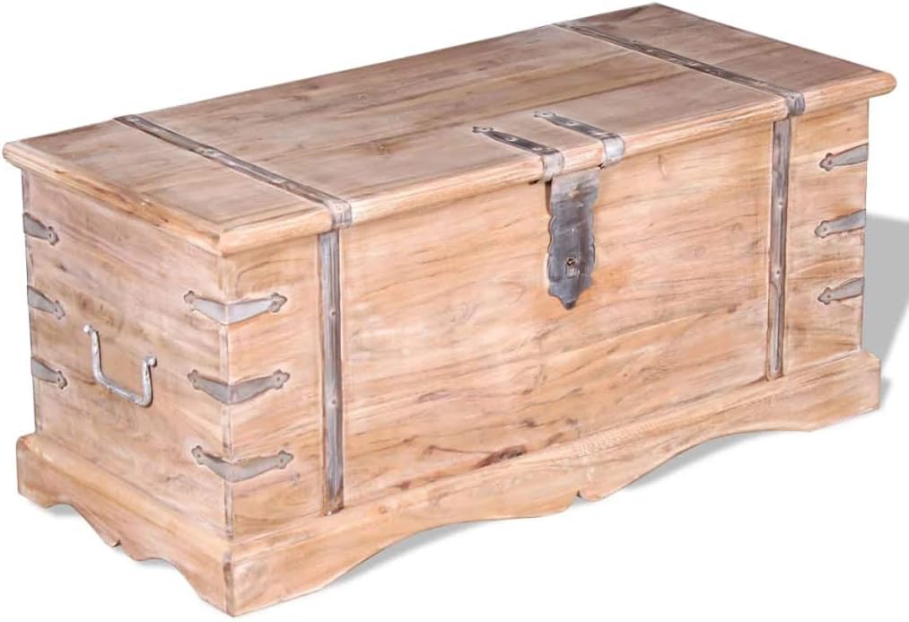 Rustic Brown Acacia Wood Storage Chest Set of 2 N5116