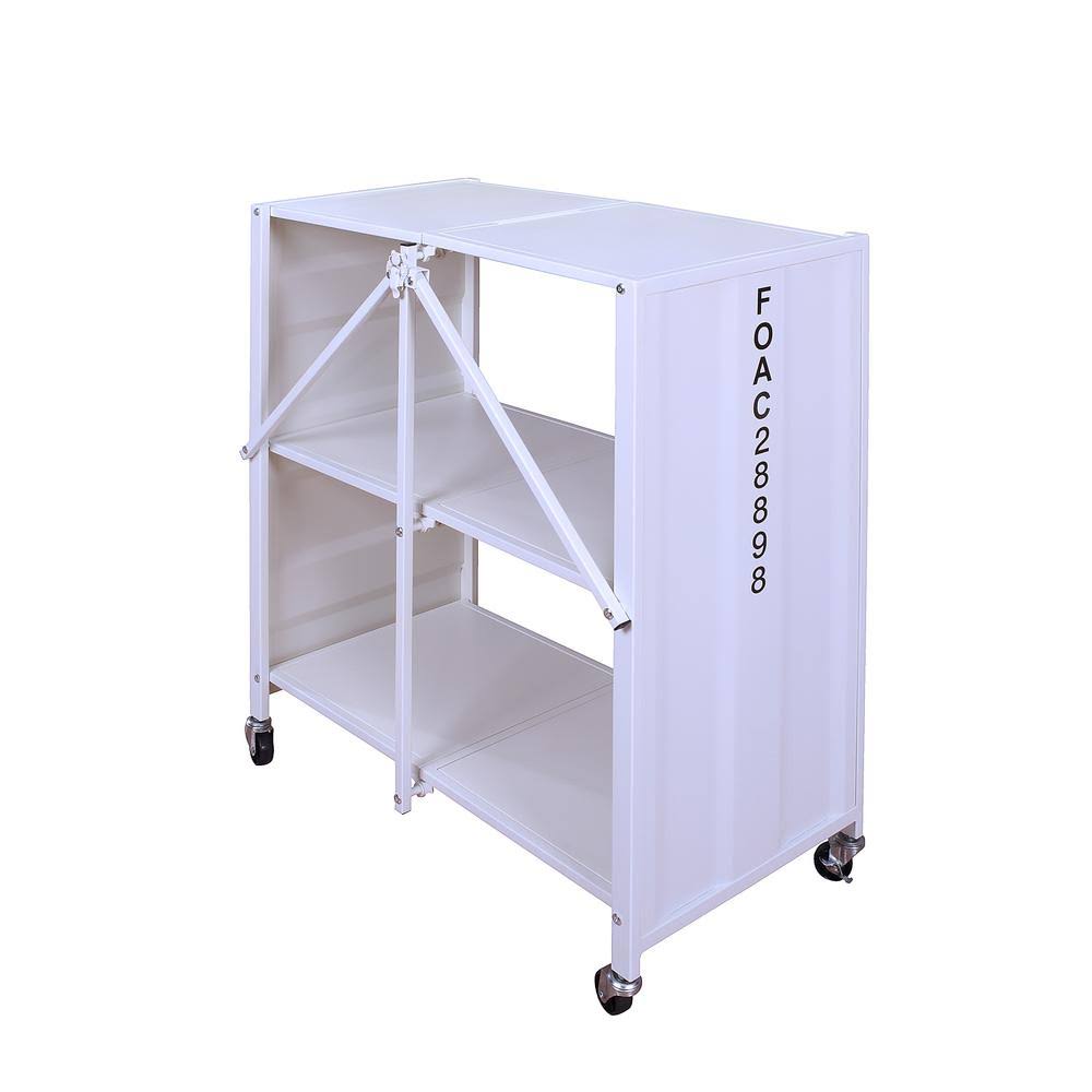 White 2-Shelf Folding Standard Bookcase S3769