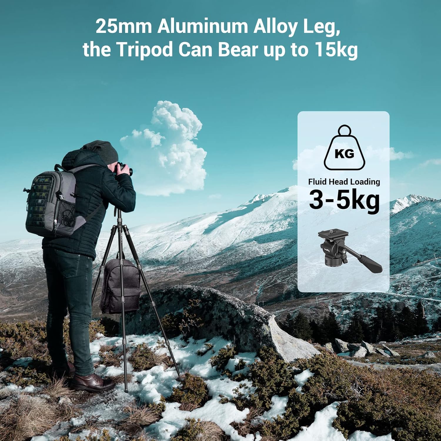 71 Video Tripod Monopod with Fluid Head, Aluminum Camera Tripod, Adjustable Height from 16.5 to 71 O10507