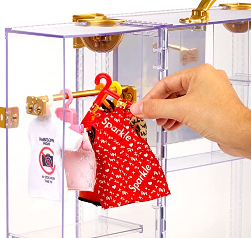Portable Clear Acrylic Fashion Closet with 31+ Doll Clothing & Accessories L3930