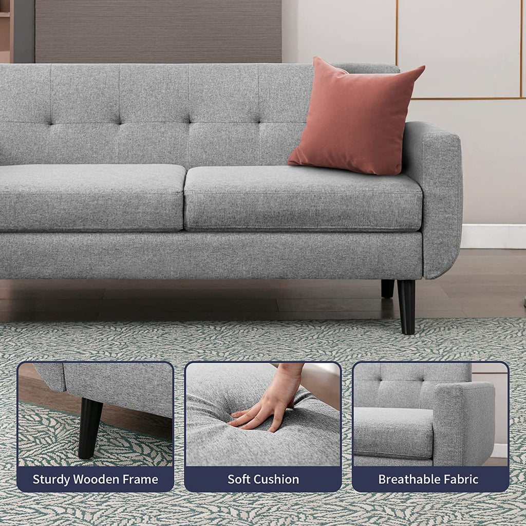 68" Futon Sofa 2-Seat Loveseat with Cushion, Light Gray W2218