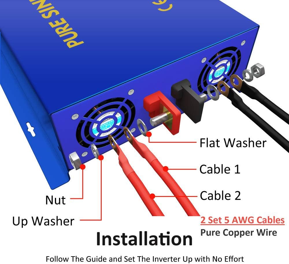 3500W / 7000W Peak 24V DC to AC 110V 120V Pure Sine Wave Power Inverter with LCD Display K794693