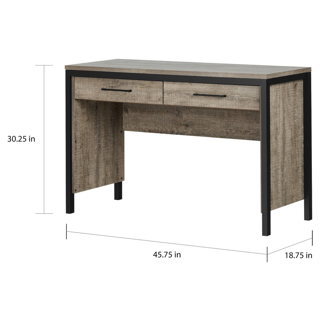 Matte Black/Weathered Oak Desk with Drawers F829