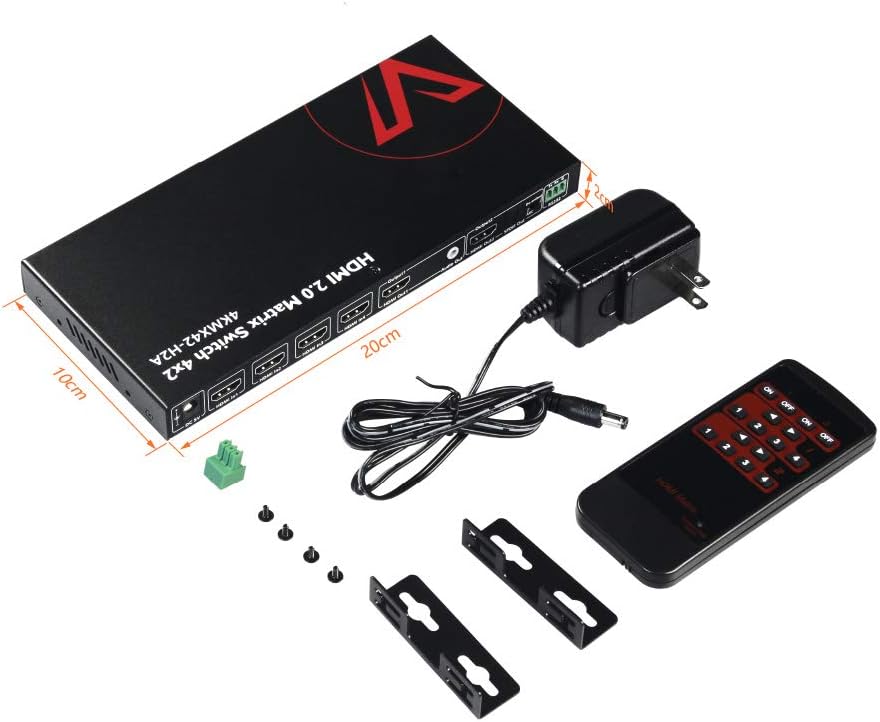 HDMI 2.0 Matrix Switch 4x2 4K@60Hz 4:4:4 HDR HDCP 2.2 18Gbps D66946