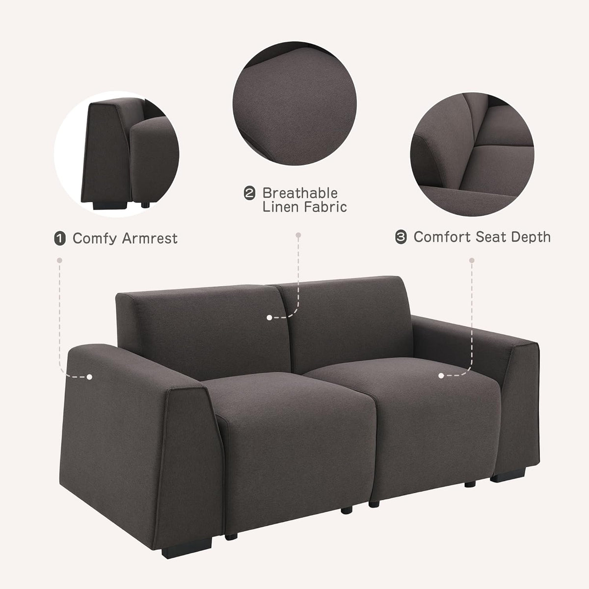 3 Seater Upholstered Sofa Couch P77316