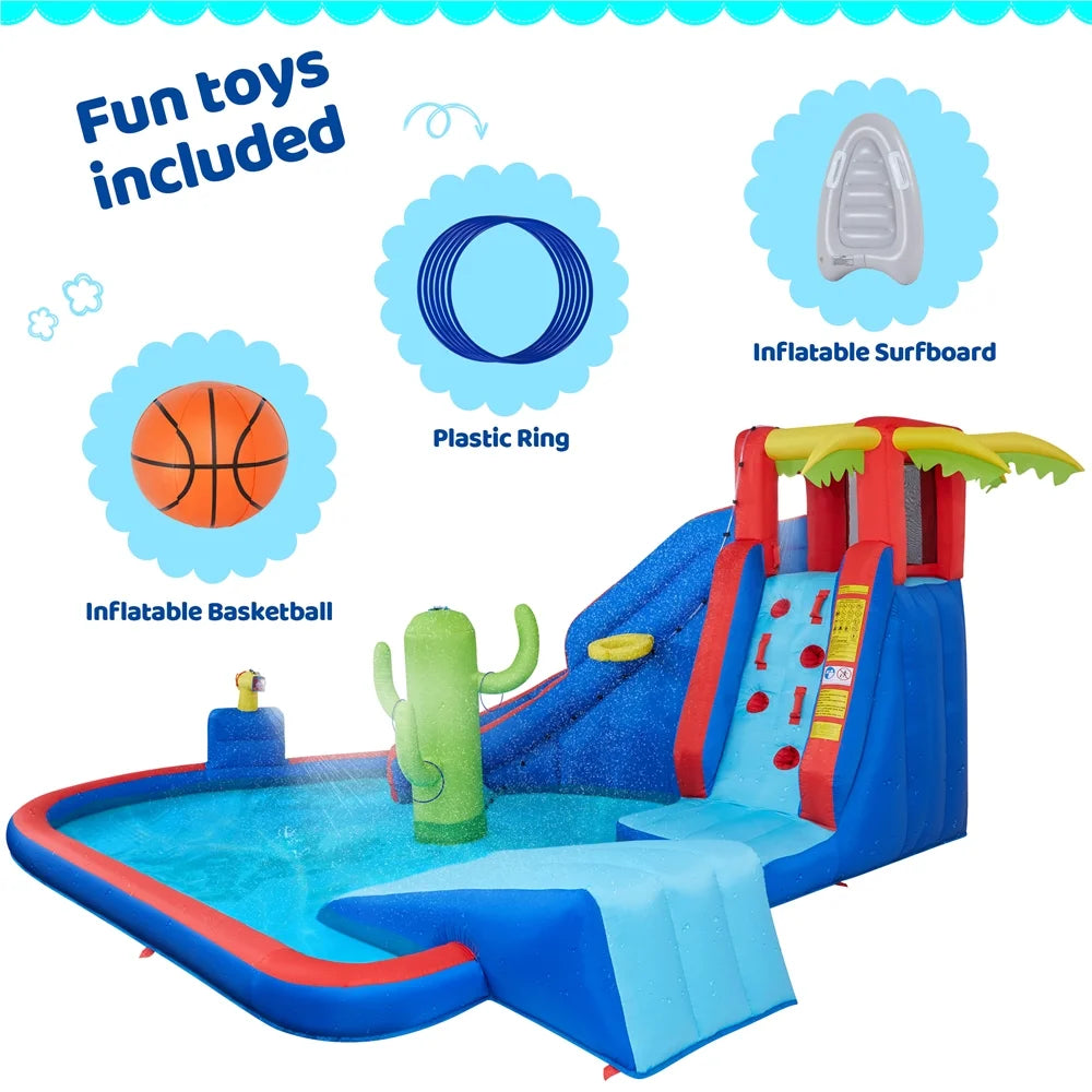 15.2′ L x 13.4′ W x 7.5′ H Inflatable Water Slide with Storage Bag & 520 W Blower V9279
