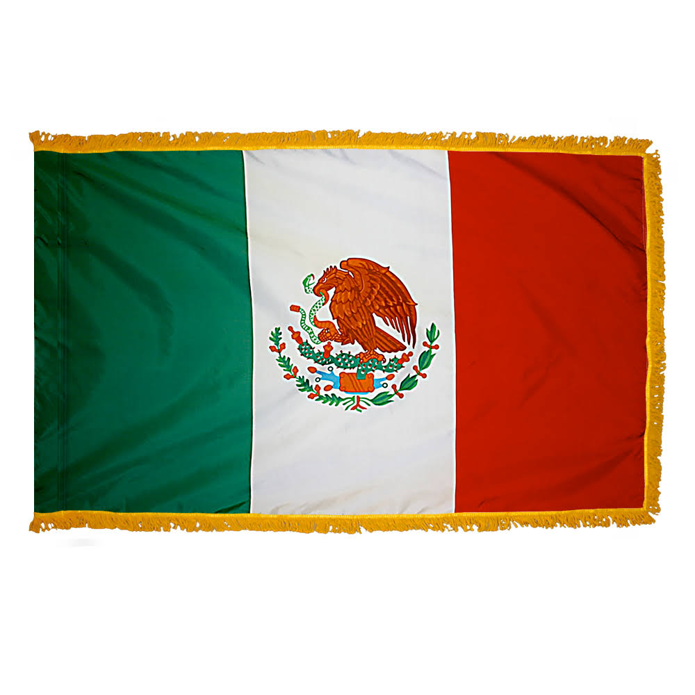 3ft. x 5ft. Mexico Flag with Side Pole Sleeve and Fringe A371