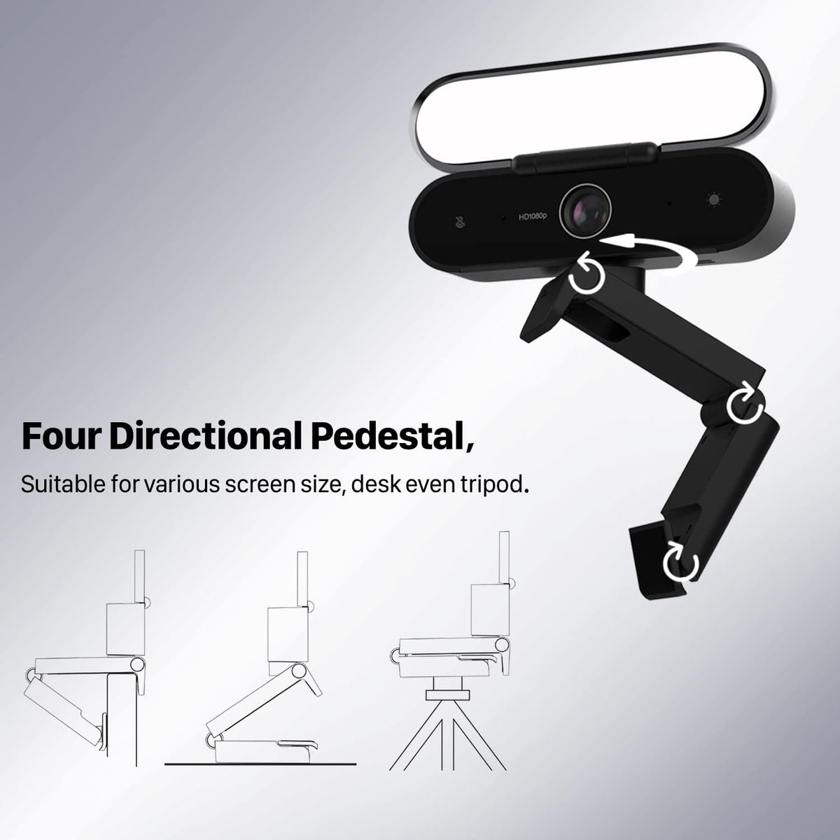 5-in-1 Full HD 1080P Webcam with Light, Microphone & Speakers J9356
