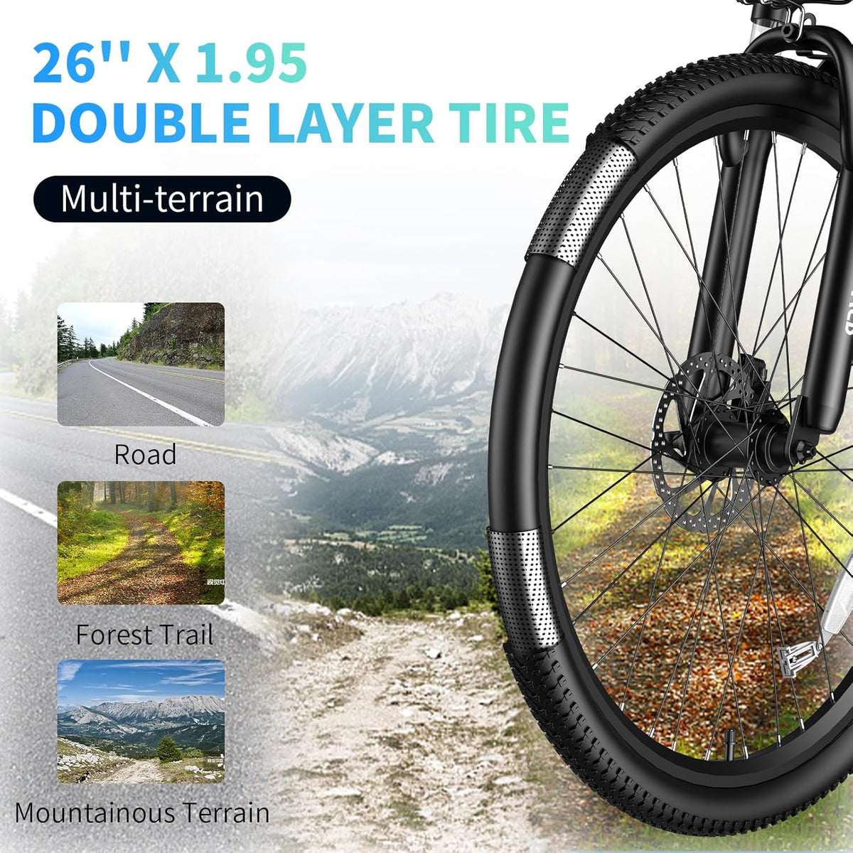 Electric Bike 500W 26" 48V 12.8Ah 21-Speed Front Fork Suspension S355