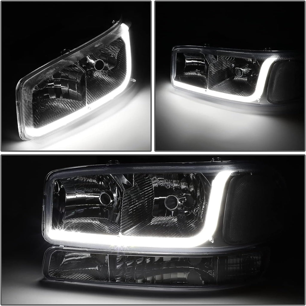 4PCs LED DRL Strip Headlight Bumper Lamp Chrome Clear M150269