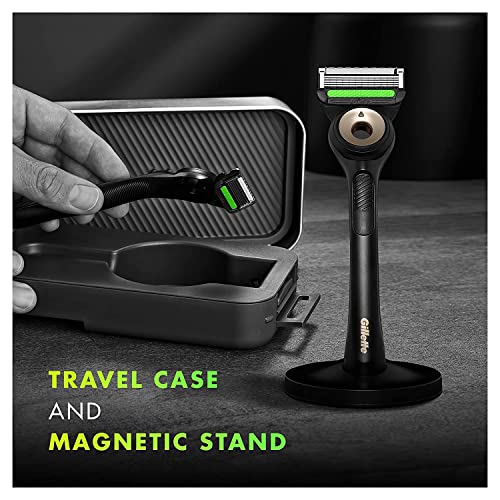 Gold Edition Razor with Exfoliating Bar, 1 Handle, 3 Razor Blade Refills, 1 Travel Case, 1 Premium Magnetic Stand D766154