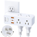 White 6AC 3USB Wall Outlet Extender with Rotating Plug I723