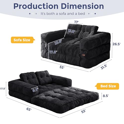 Dark Grey Folding Sofa Bed with Pillow I6136