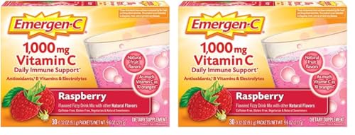 30 Count Raspberry Flavor Dietary Supplement Fizzy Drink Mix with 1000mg Vitamin C I20028