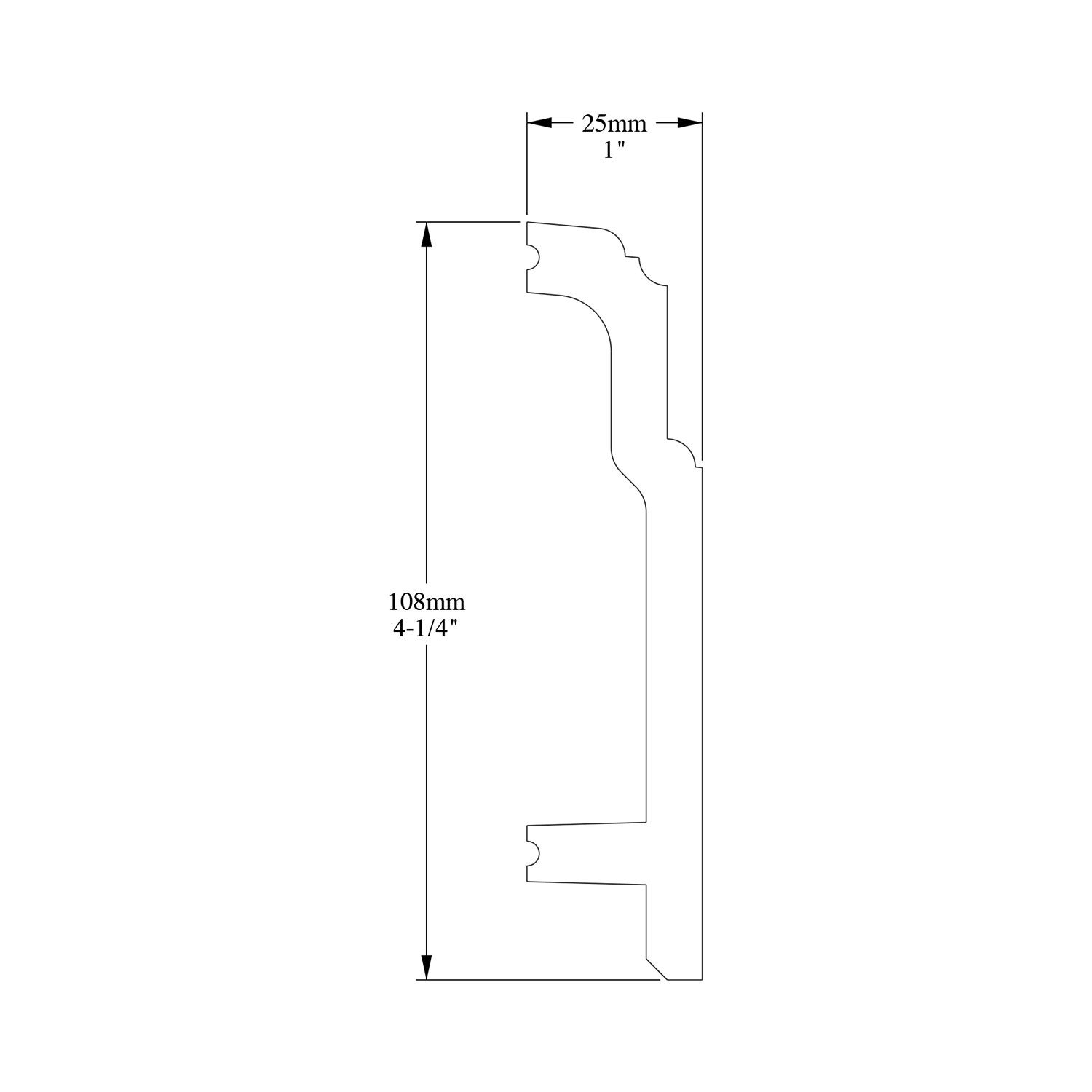 Flexible Baseboard Moulding 4-1/4in H x 78-3/4in Long T133
