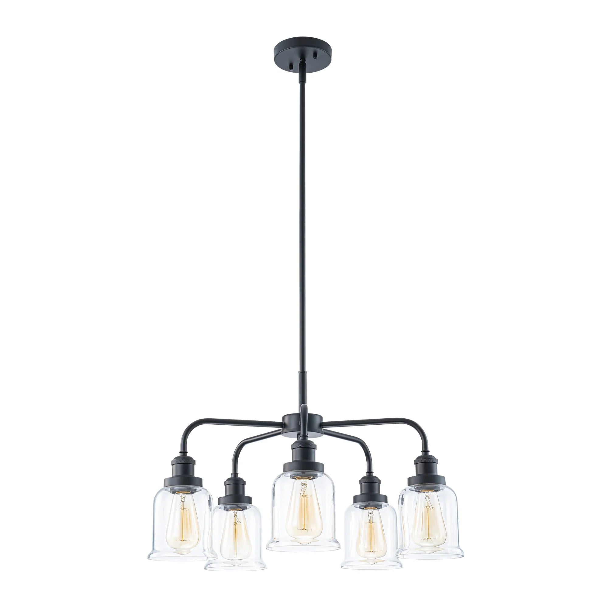 5-Light Dimmable Glass Farmhouse Chandelier J513
