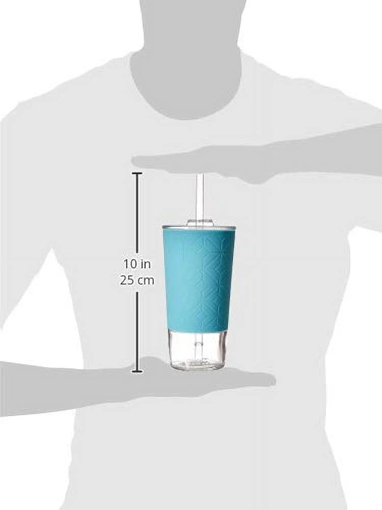 20 oz Blue Glass Tumbler with Straw P69002