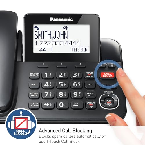 Black Corded/Cordless Phone with Digital Answering Machine, 2 Handsets Q869194