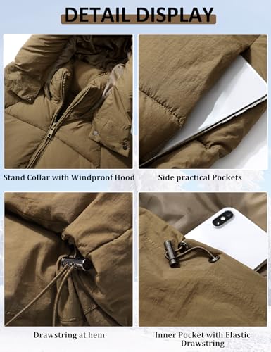 Women Mid-Length Puffer Hooded Jacket Winter Padded Warm Coat B6809