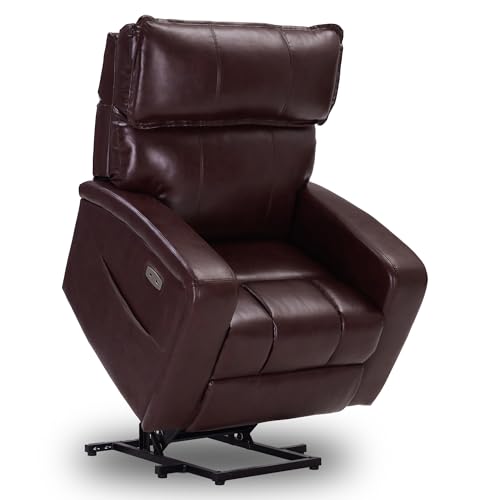 Leather Power Lift Recliner Chair with Heat & Massage E7633