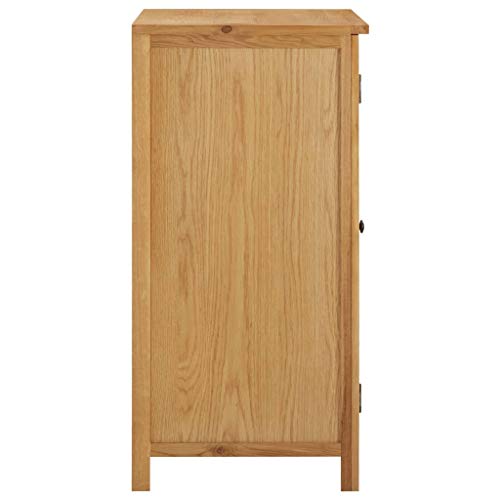 Solid Oak Wood Wardrobe with Hanging Rail and Drawers U561606