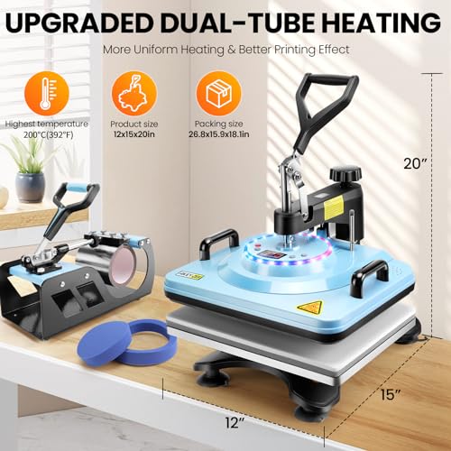 15"x12" 8 in 1 Swing Away Heat Press Machine S2011