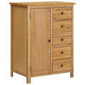 Solid Oak Wood Wardrobe with Hanging Rail and Drawers U561606