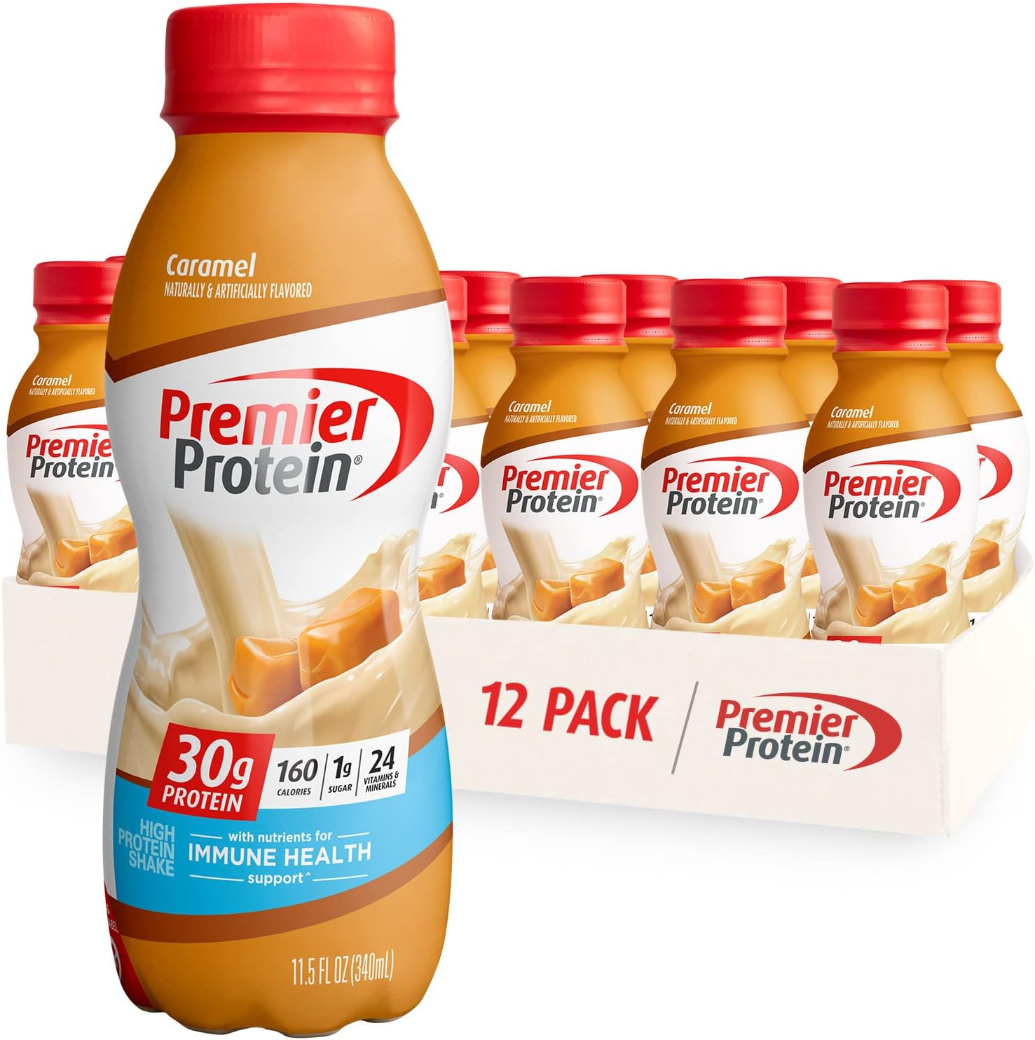 Caramel & Chocolate Flavors 30g Protein 1g Sugar 11.5 oz Bottle (12 Pack) D6553