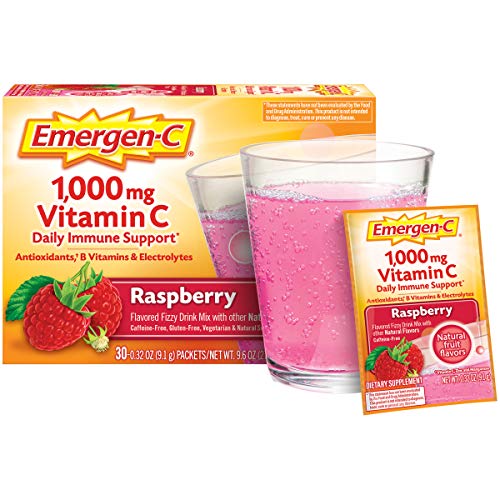 30 Count Raspberry Flavor Dietary Supplement Fizzy Drink Mix with 1000mg Vitamin C I20028