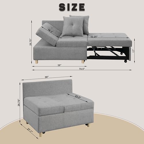 Grey 3 L-Shaped Convertible Sofa Bed J562587