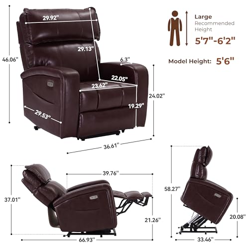 Leather Power Lift Recliner Chair with Heat & Massage E7633