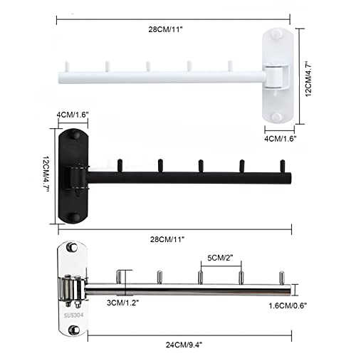 Gray Stainless Steel Folding Wall Mounted Clothes Hanger Rack with Swing Arm P272