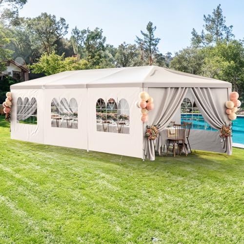 White 10x30 Heavy Duty Party Tent with 8 Removable Sidewalls Z651131