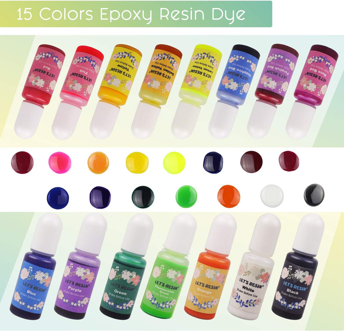 15 Color Translucent Epoxy Resin Pigment 0.35oz O629867