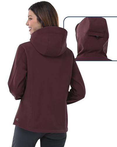 Women's Softshell Jacket with Hood Fleece Lined Waterproof Insulated Windbreaker U2069