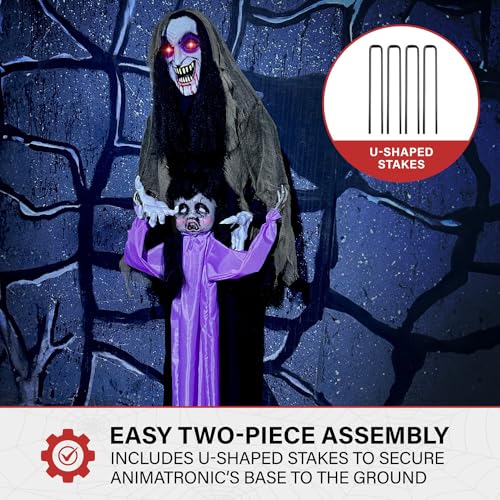5.25-ft. Standing Gravekeeper Animatronic with Red LED Eyes and Sound Effects E682813