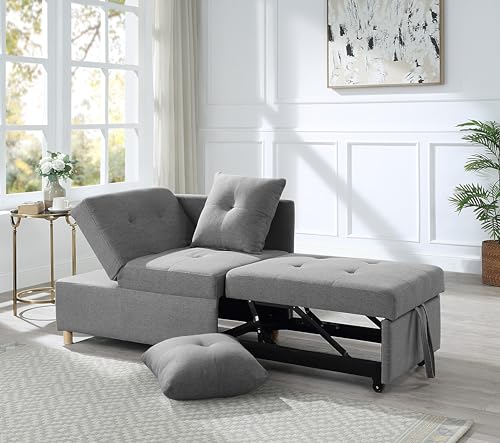 Grey 3 L-Shaped Convertible Sofa Bed J562587