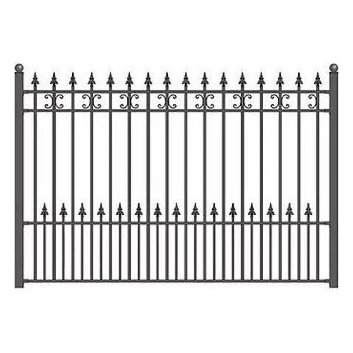 Black Iron Wrought Steel Fence 8' X 5' D3928