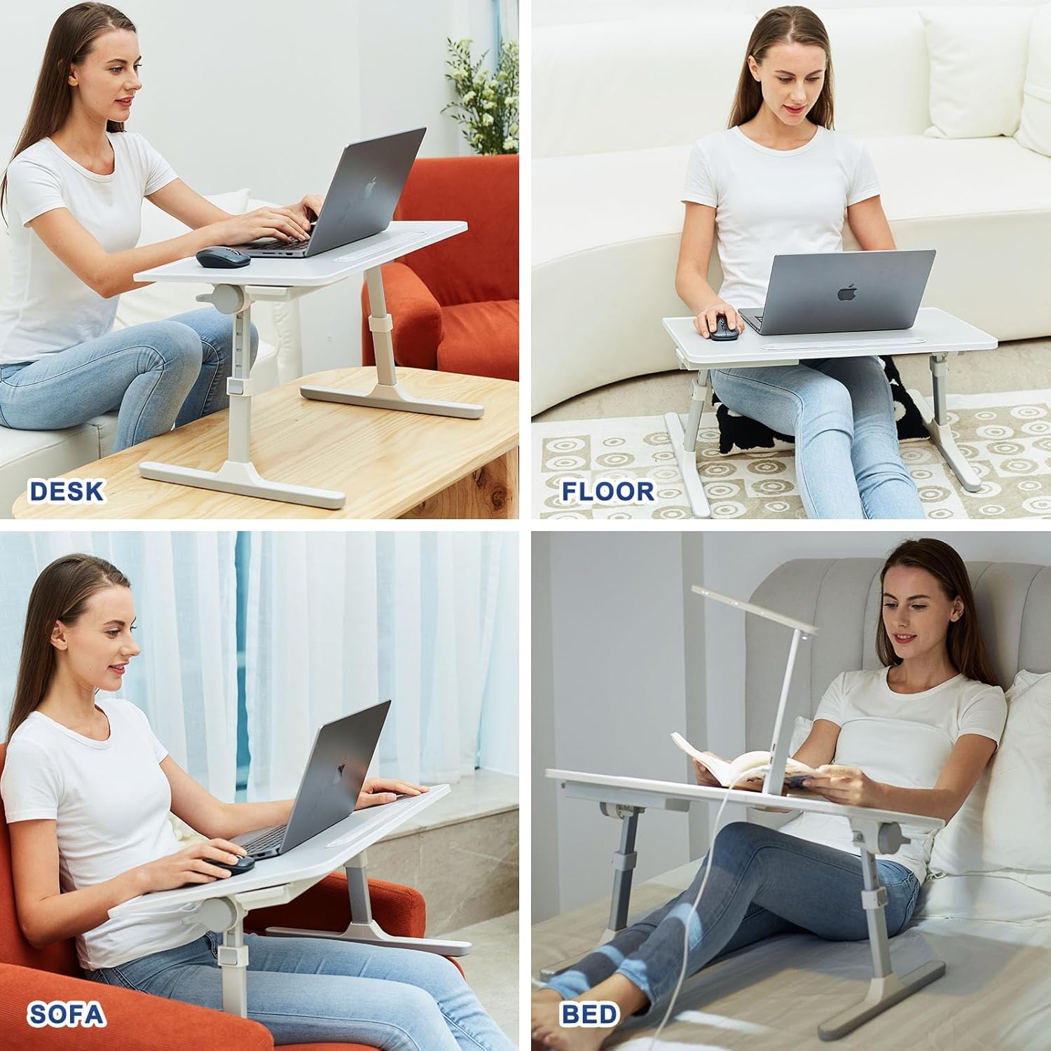 Grey Adjustable Lap Desk with Led Light M756