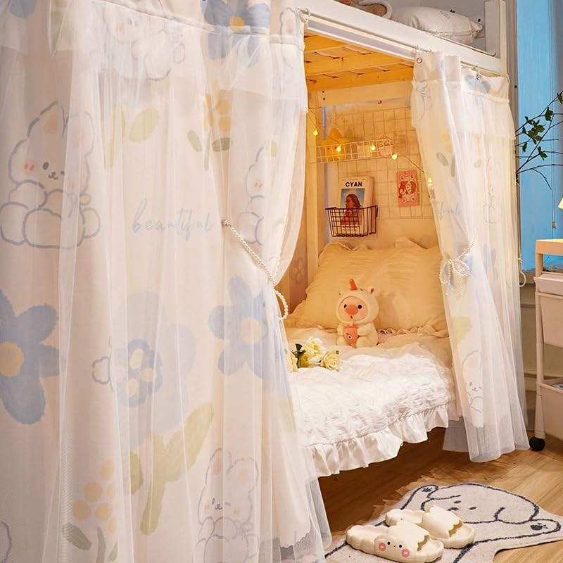 Bottom Bunk Bed Curtains Cloth Breathable Bed Canopy Shading Nets for Single Bed F775