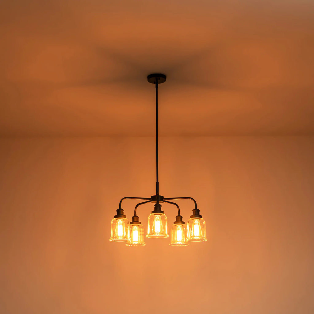 5-Light Dimmable Glass Farmhouse Chandelier J513