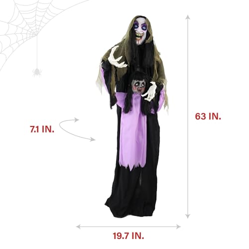 5.25-ft. Standing Gravekeeper Animatronic with Red LED Eyes and Sound Effects E682813