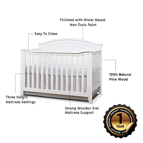 Gray Round Top 4-in-1 Convertible Wooden Crib Q963478
