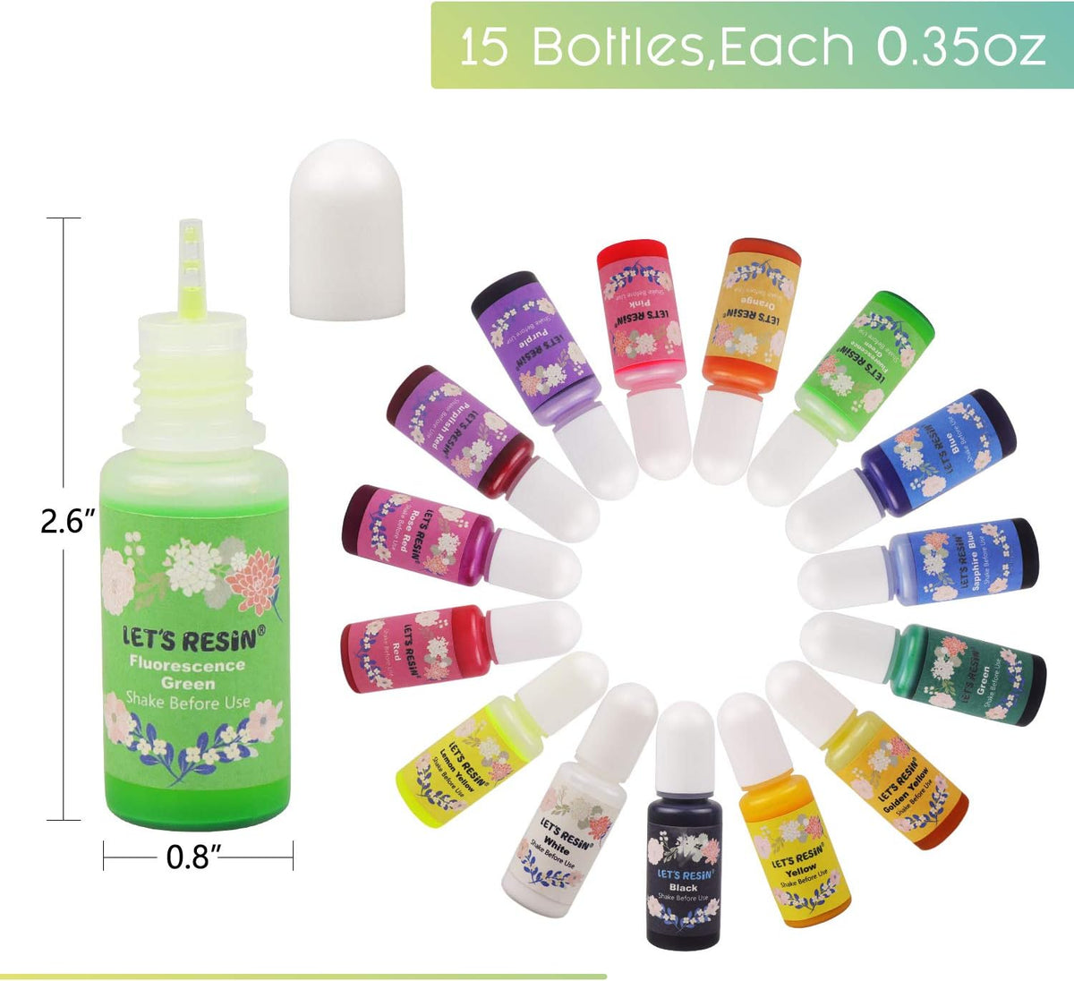 15 Color Translucent Epoxy Resin Pigment 0.35oz O629867