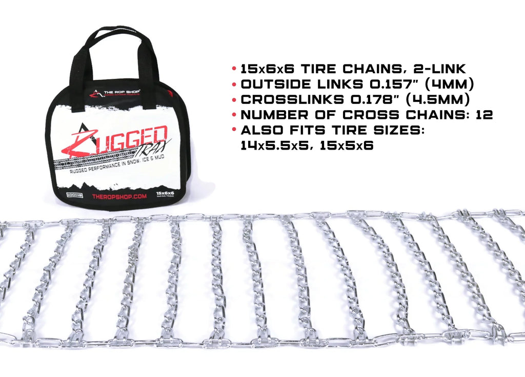 Pair of 2 Link Tire Chains 15x5x6 V626
