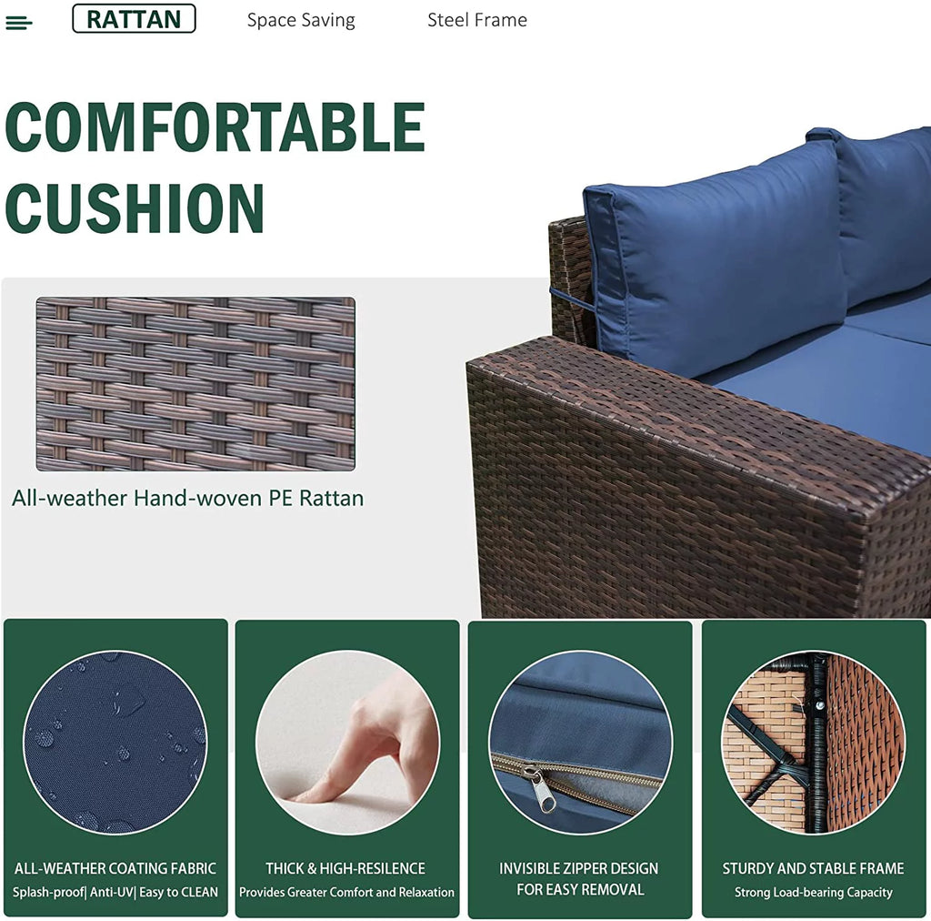 6 Pieces PE Wicker Outdoor Patio Sectional Sofa Set S11773