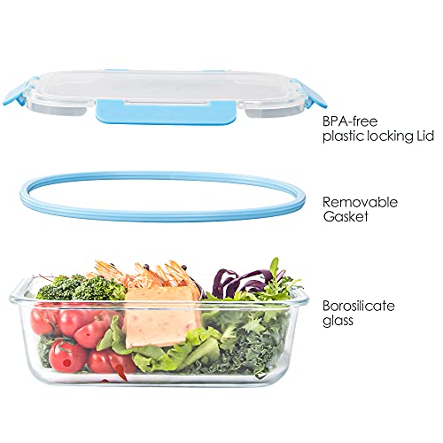 10 Pack Glass Food Storage Containers with Lids, Airtight, Leak Proof, Microwave & Freezer Safe (34oz & 12oz) M757
