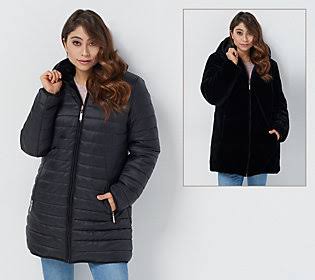 Black Medium Reversible Faux Fur Water Resistant Jacket H37102