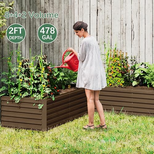 2pcs 8x4x2ft Galvanized Raised Garden Bed A7616