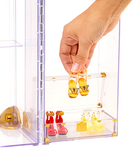 Portable Clear Acrylic Fashion Closet with 31+ Doll Clothing & Accessories L3930